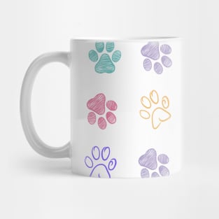 Colorful doodle paw print Mug